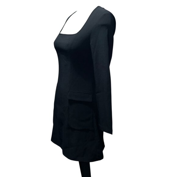 Halara Long Sleeve Square Neck Mini Cargo Work Dress Sz Small Black - Picture 12 of 16